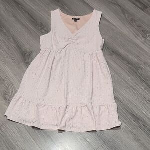 As U Wish Eyelet Sleeveless Ruffle Mini Dress